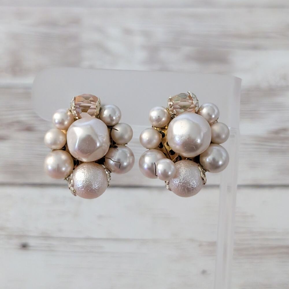Vintage Clip On Earrings Cluster Style - Large - Repair Needed